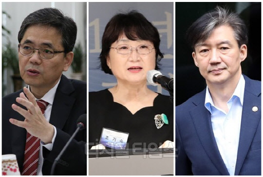 (왼쪽부터) 곽상도 전 국회의원, 조기숙 이화여자대학교 국제대학원 교수, 조국 전 법무부 장관. <디지털타임스 DB, 연합뉴스>